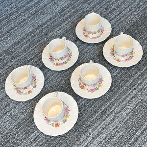 Vintage Fondeville Ambassador Ware Tea Set 6 Cups Saucer Oakwood England